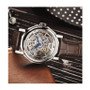 Men's Heirloom Swiss Skeleton Leather Strap Watch 45mm