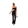 Women's Strapless Flare Jumpsuit With Waist Cut Out