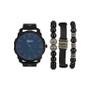 Men's Black Analog Quartz Watch And Holiday Stackable Gift Set