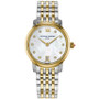 Women's Swiss Slimline Diamond (1/20 ct. t.w.) Two-Tone Stainless Steel Bracelet Watch 30mm