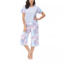 Women's Solid Short Sleeve T-shirt with Printed Capri 2 Piece Pajama Set