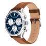 Men's Calendoplan Cognac Brown Genuine Leather Strap Watch 43mm