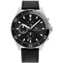 Men's Black Leather Strap Watch 46mm