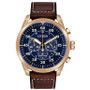 Eco-Drive Men's Chronograph Avion Brown Leather Strap Watch 48mm
