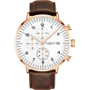 Men's Dark Brown Genuine Leather Strap Chrono Watch 42mm