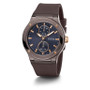 Men's Multi-Function Rose Gold-Tone and Brown Silicone Watch 45mm