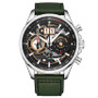 Men's Quartz Green Genuine Leather Strap Watch 45mm