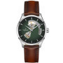 Men's Automatic Jazzmaster Open Heart Smoked Green Stainless Steel Strap Watch 40mm