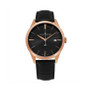 Alexander Watch A911-05, Stainless Steel Rose Gold Tone Case on Black Embossed Genuine Leather Strap