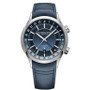 Men's Swiss Automatic Freelancer GMT Blue Leather Strap Watch 41mm