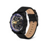 Men's Dual Time Black Genuine Leather Strap Watch 47mm