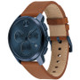 Men's Swiss Chronograph Brown Cognac Leather Strap Watch 42mm