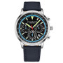 Men's Chrono Blue Genuine Leather Strap Watch 44mm