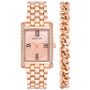 Women's Rose Gold-Tone Base Metal with Green Enamel Bracelet Watch Set, 25mm with Bracelet Gift Set, 2 Pieces