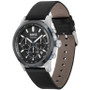 Men's Solgrade Solar Quartz Chronograph Black Leather Strap Watch 44mm