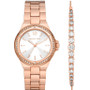 Women's Lennox Three Hand Rose Gold-Tone Stainless Steel Bracelet Watch 37mm and Sterling Bracelet Set