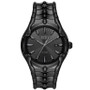 Men's Vert Quartz Three Hand Date Black Stainless Steel Watch 44mm