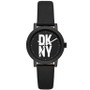 Women's Soho D Three-Hand Black Leather Strap Watch, 34mm