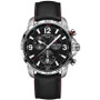 Men's Swiss Chronograph DS Podium Black Leather Strap Watch 44mm