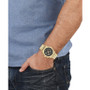 Men's Swiss Chronograph Tonneau Gold Ion Plated Stainless Steel Bracelet Watch 42mm