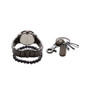 Men's Quartz Movement Gunmetal Bracelet Analog Watch, 46mm and Keychain with Bracelet and Zippered Travel Pouch