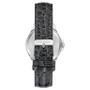 Women's Black Grain Pattern Leather Strap with Stitching Watch, 41mm