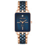 Women's Three Hand Quartz Rose Gold-tone Alloy and Navy Ceramic Link Bracelet Watch, 32mm