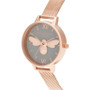 Women's Lucky Bee Rose Gold-Tone Stainless Steel Mesh Bracelet Watch 30mm