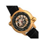 Thanos Automatic Black Dial Gold Case, Genuine Black Leather Watch 47mm