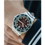 Men's Hull Diver Automatic Ombre Red with Silver-Tone Solid Stainless Steel Bracelet Watch 42mm
