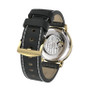 Men's Radiance Collection Black Flat-Cut Edge Leather Strap Watch 44mm