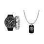 Men's Matte Black Silicone Strap Watch 46mm Gift Set