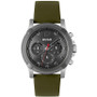 Men's Impress Quartz Multifunction Green Leather Strap Watch 46mm