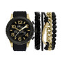 Men's Analog Black Silicone Strap Watch, 50mm