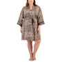 Plus Size Lace-Trim Cheetah-Print Satin Wrap Robe, Created for Macy's