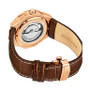 Men's Automatic Brown Alligator Embossed Genuine Leather Strap with White Stitching Watch 44mm