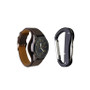 Men's Quartz Movement Black Leather Strap Analog Watch, 44mm and Carabiner Tool with Zippered Travel Pouch