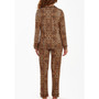 Women's Chiya Modal Leopard Pajama Pant Set with Button Down Collar, 2 Piece