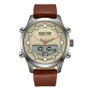 Men's Ana-digi Brown Synthetic Leather Strap Watch, 46mm
