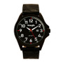 Men's Watch, 48MM IP Black Case, Black Dial, White Arabic Numerals, Black Strap, Analog, Red Second Hand, Date Function