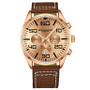 Men's Chrono Brown Canvas with White Contrast Stitching Strap Watch 42mm