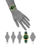 Women's Green Grain Pattern Leather Strap with Stitching Watch, 41mm