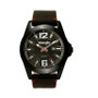 Men's Watch, 48MM Silver Case, Black Dial, Black Strap, Analog, Second Hand, Date Function