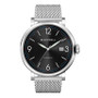 Sunray Black Dial with Silver Tone Steel and Silver Tone Steel Mesh Watch 44 mm