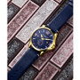 Men's Blue Leather Strap Watch 43mm