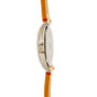 Men's Watch, 48MM Silver Colored Dial, Brown Zoned Dial with White Markers and Crescent Cutout, Date Function, Tan Strap with Red Accent Stitch Analog, Red Second Hand