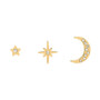 Celestial North Star Moon 18K Gold-Plated Studs Earring Set