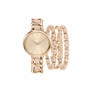 Women's Analog Rose Gold-Tone, Blush Metal Alloy Bracelet Watch 38mm Gift Set