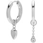 Signature Multi Charm Silver-Tone Huggies Earring Set