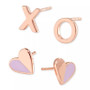 2-Pc. Set Red Heart & XO Mismatch Stud Earrings